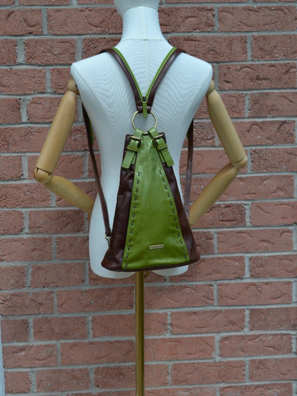 Joanel Pour Elle Green & Brown Leather Sling Bag - Picture 9 of 13
